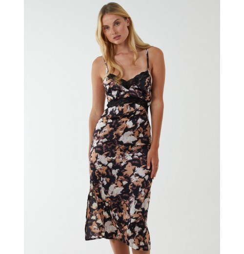 Printed Satin Slip Dress