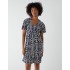 V Neck Shirred Mini Tea Dress With Split