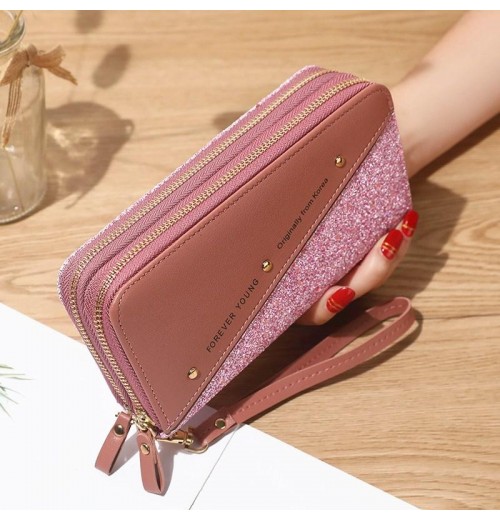 Double Zip Leather Purse