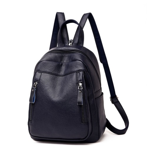 Navy Blue Leather Backpack Purse