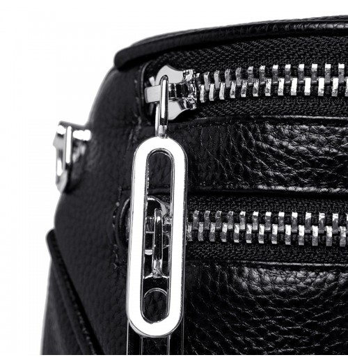 Black Leather Crossbody Fanny Pack