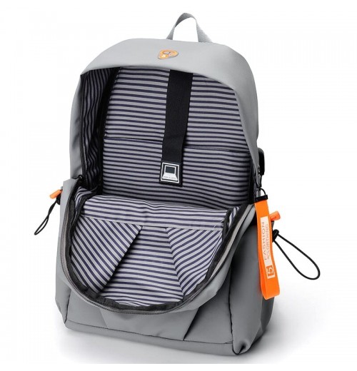 Backpack For Men Grey USB Charger